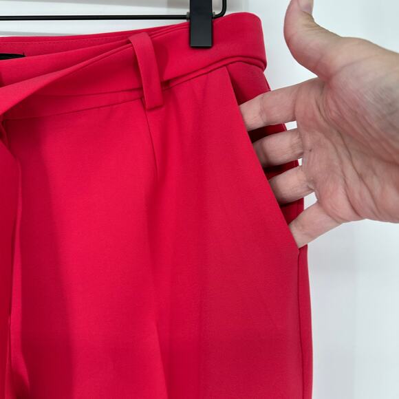 Talbots Cropped Pink Tie Belt Pockets Career Slacks Pants Womens 10 Petite - Picture 3 of 9